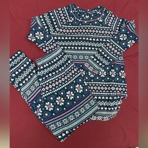 Cuddl Duds Blue and Pink Pajama Set Intimates Sleepwear